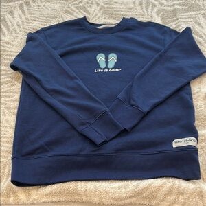 Life Is Good Blue Crewneck Sweatshirt  size M EUC . NWOT